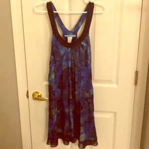 Marciano Black and Blue Silk Beaded Dress